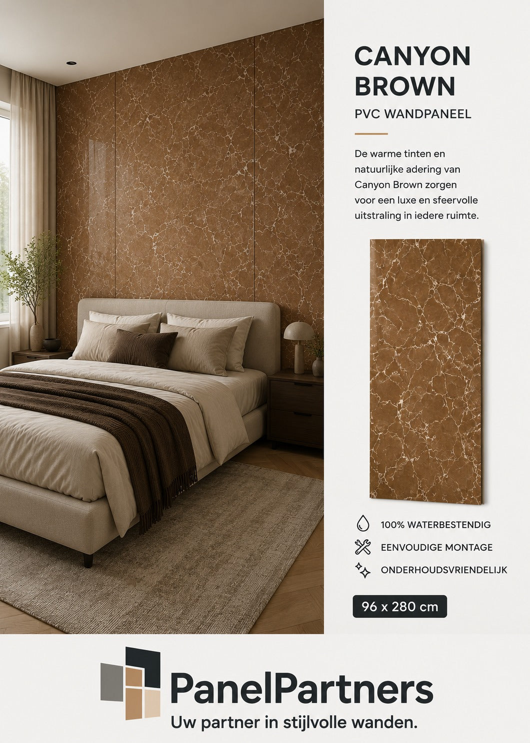 Canyon Brown – Premium SPC Klik Wandpaneel 96x280 cm (4mm)