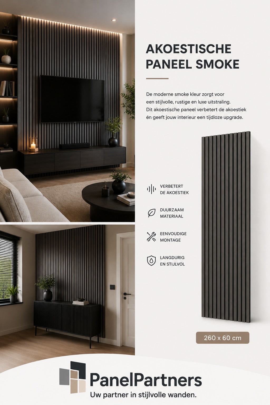 Smoke – Akoestisch Paneel 260x60 cm