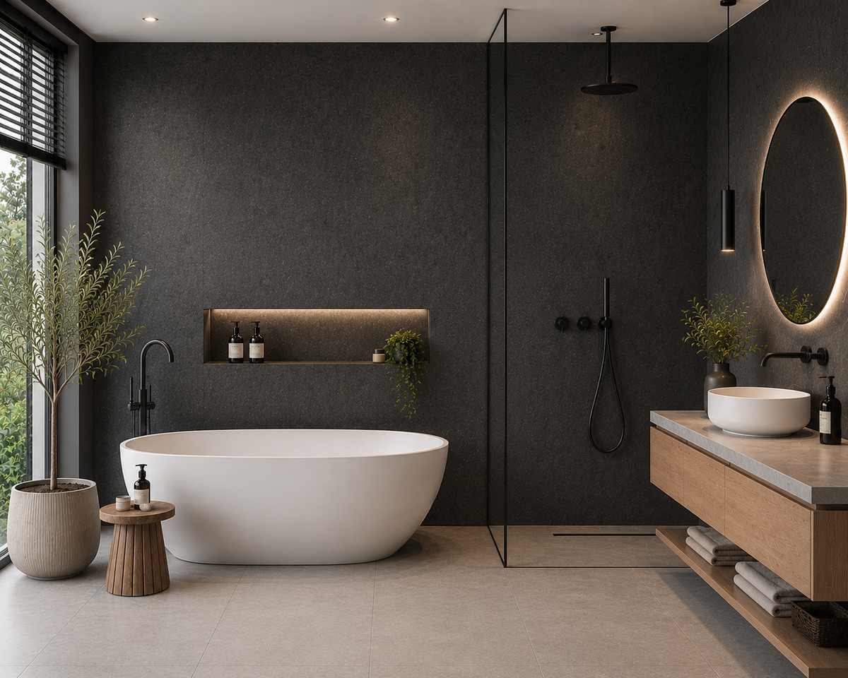 Concrete Charcoal – Klik SPC Premium Wandpaneel 60x260 cm (4mm), productfoto 4