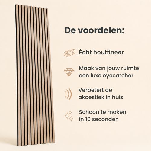 Licht Gerookt Eiken – Akoestisch Paneel 260x60 cm