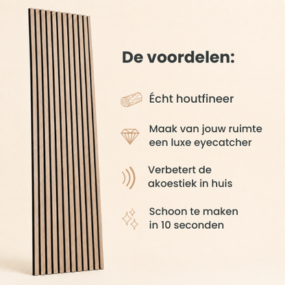 Licht Gerookt Eiken – Akoestisch Paneel 260x60 cm