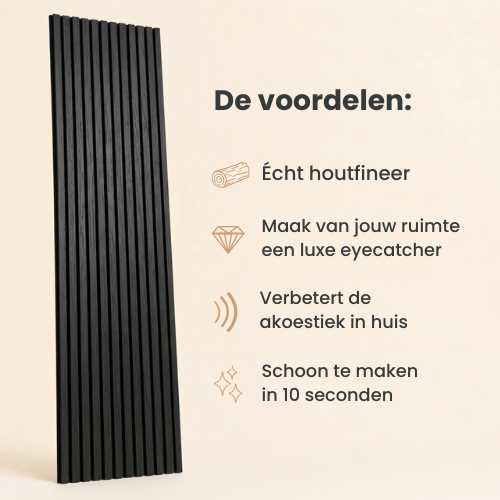 Zwart Oak – Akoestisch Paneel 260x60 cm, productfoto 8