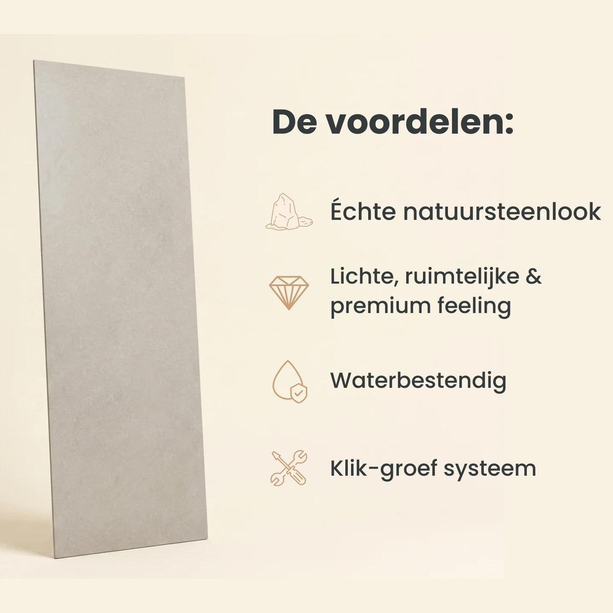 Natural stone – Premium SPC Klik Wandpaneel 96x280 cm (4mm), productfoto 5