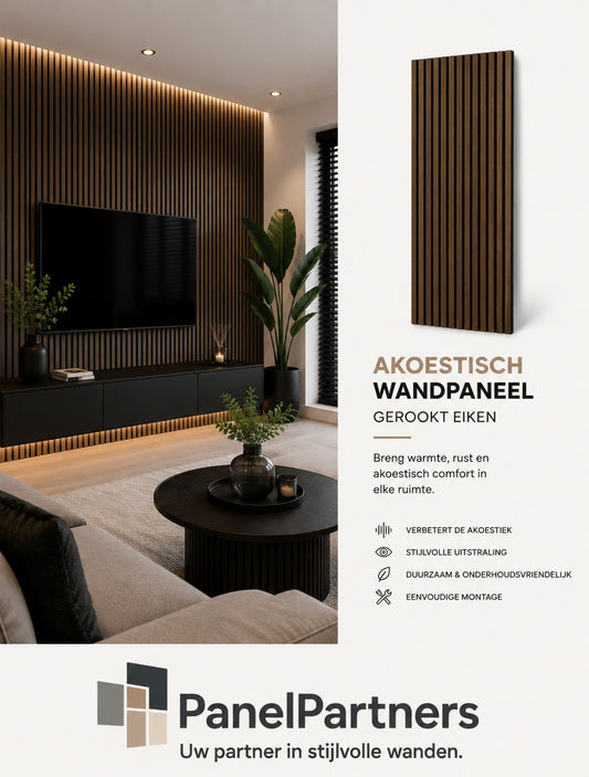 Gerookt Eiken – Akoestisch Paneel 260x60 cm