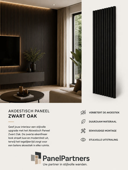 Zwart Oak – Akoestisch Paneel 260x60 cm